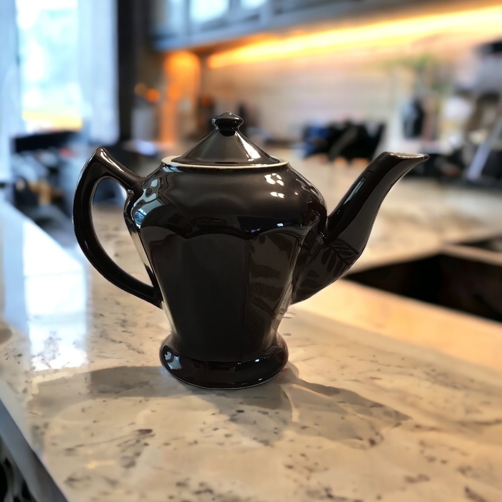 Vintage Mid Century Modern Ceramic Dark Brown Teapot